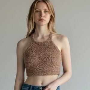 Skims women’s halter crop top‎ cocoa new